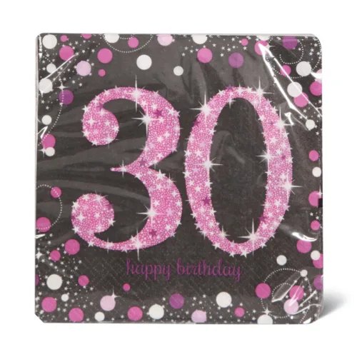 Salevete AMSCAN Sparkl 30 Pink 16k 33x33cm