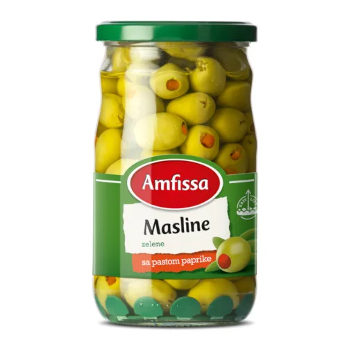 Maslina zelena AMFISSA  sa paprikom 680g