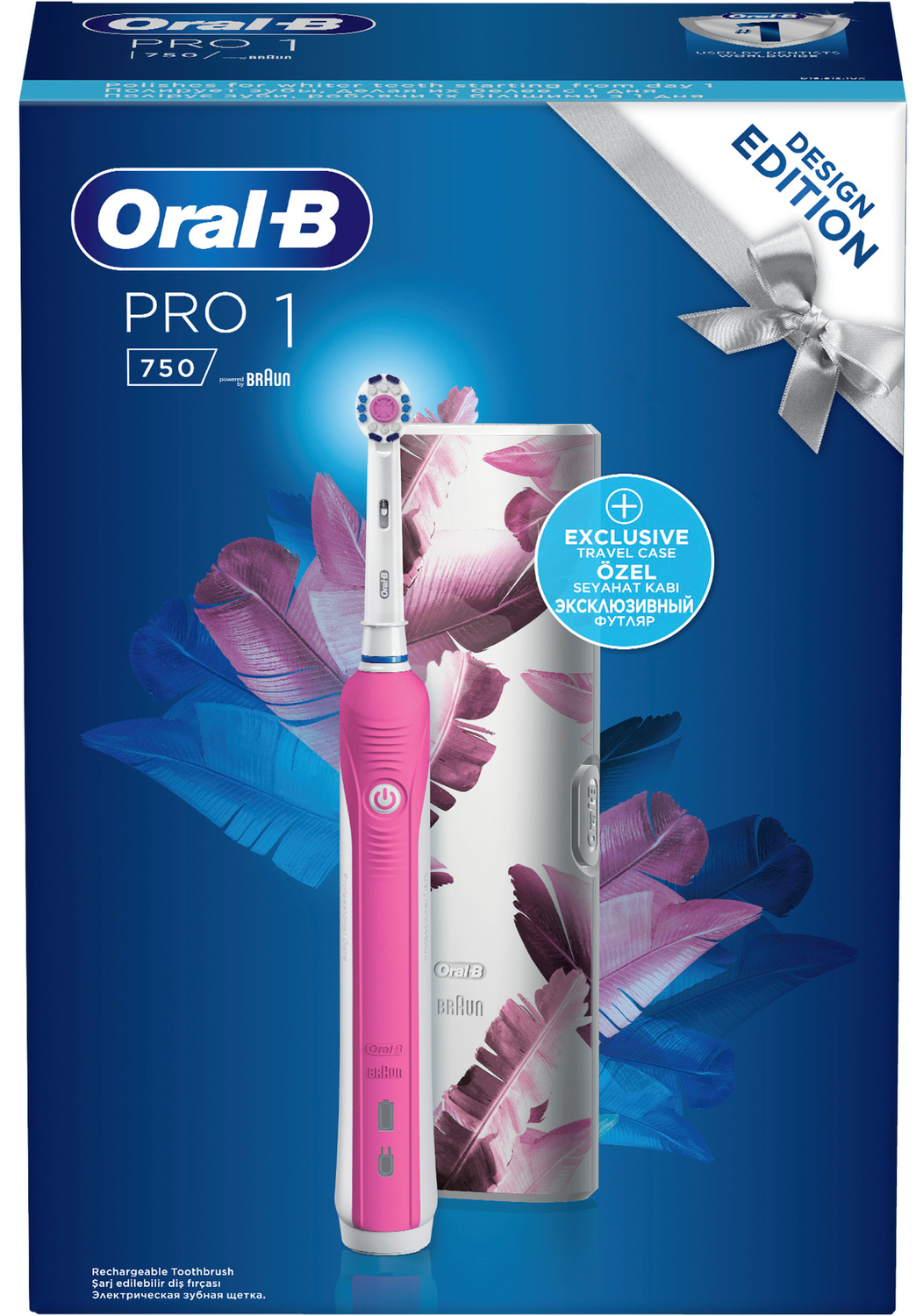 Elektrićna četkica za zube ORAL B pro1 750 pink  + putna torbica