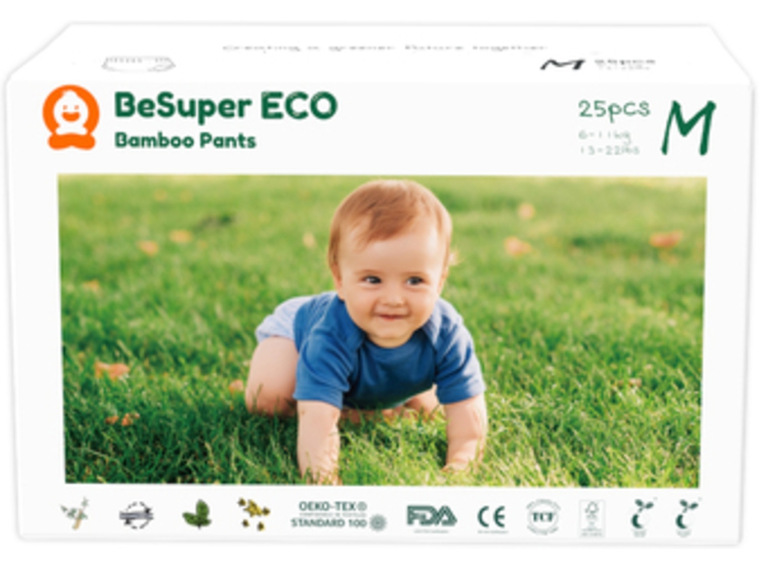 Pelene za bebe BESUPER  pants eco bamboo M 100kom