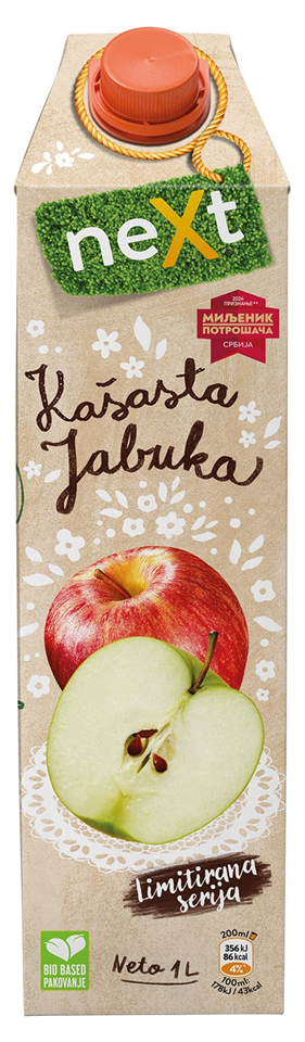 Negazirani sok NEXT kašasta jabuka 1l
