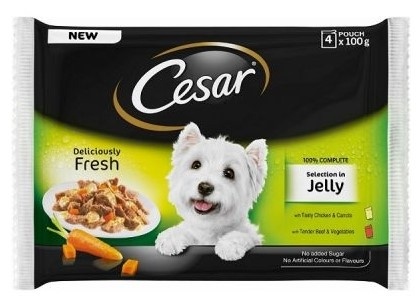 Hrana za pse CESAR meso i povrće u želeu 4x100g