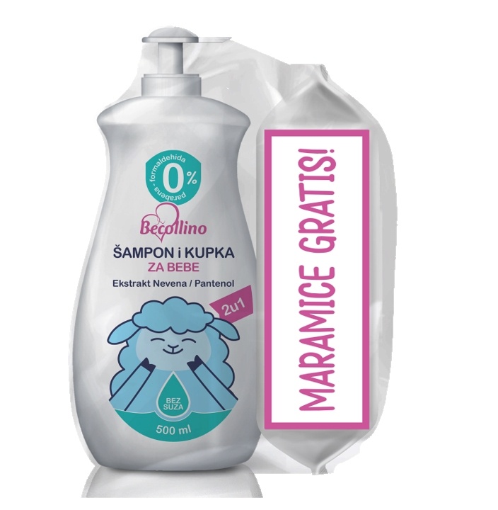 Šampon i kupka BECOLLINO 2u1 500ml + vlažne maramice 60kom gratis