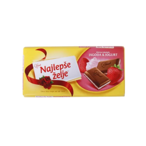 Čokolada NAJLEPŠE ŽELJE jagoda-jogurt krem 100g