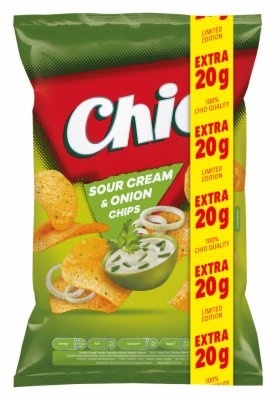 Čips CHIO sour cream and onion 130g+20g gratis