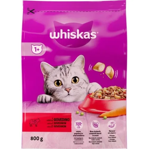 Hrana za mačke WHISKAS Adult briketi za mačke govedina 800g