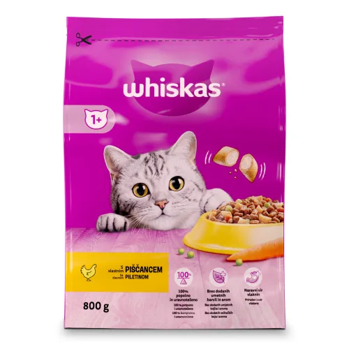 Hrana za mačke WHISKAS Adult briketi za mačke piletina 800g