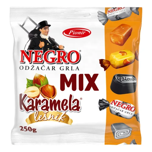 Bombone PIONIR Negro + karamele mix 250g