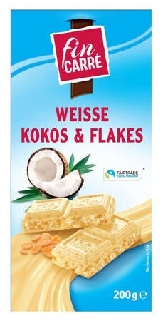 Čokolada FIN CARRE bela kokos i kornfleks 200g