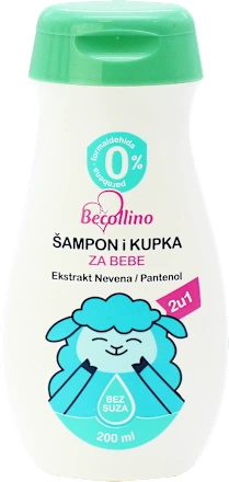 Šampon i kupka  BECOLLINO za bebe 2u1 200ml