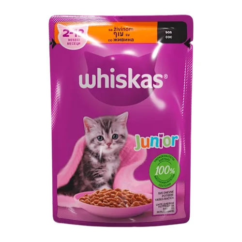 Hrana za mačke WHISKAS Junior  živina u sosu 85g