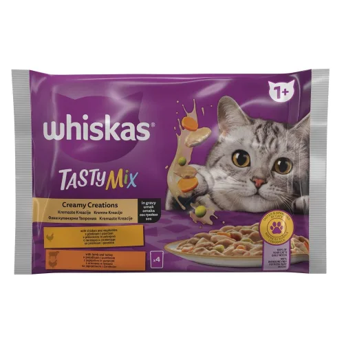 Hrana za mačke WHISKAS Tasty mix  meso u kremastom sosu 4x85g