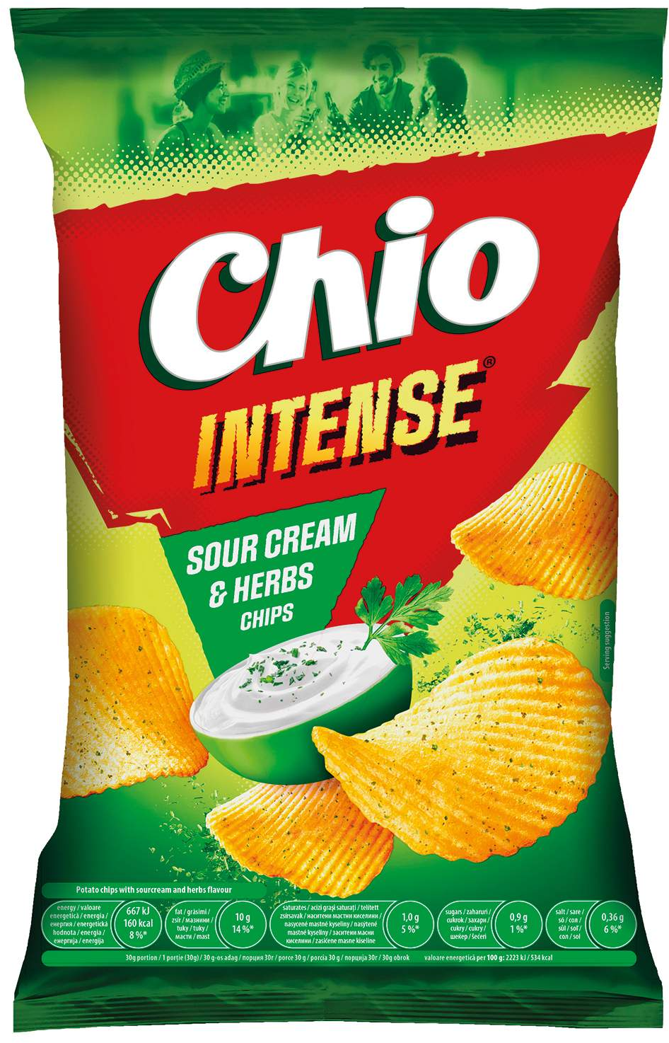 Čips CHIO intense sour cream & herbs 130g