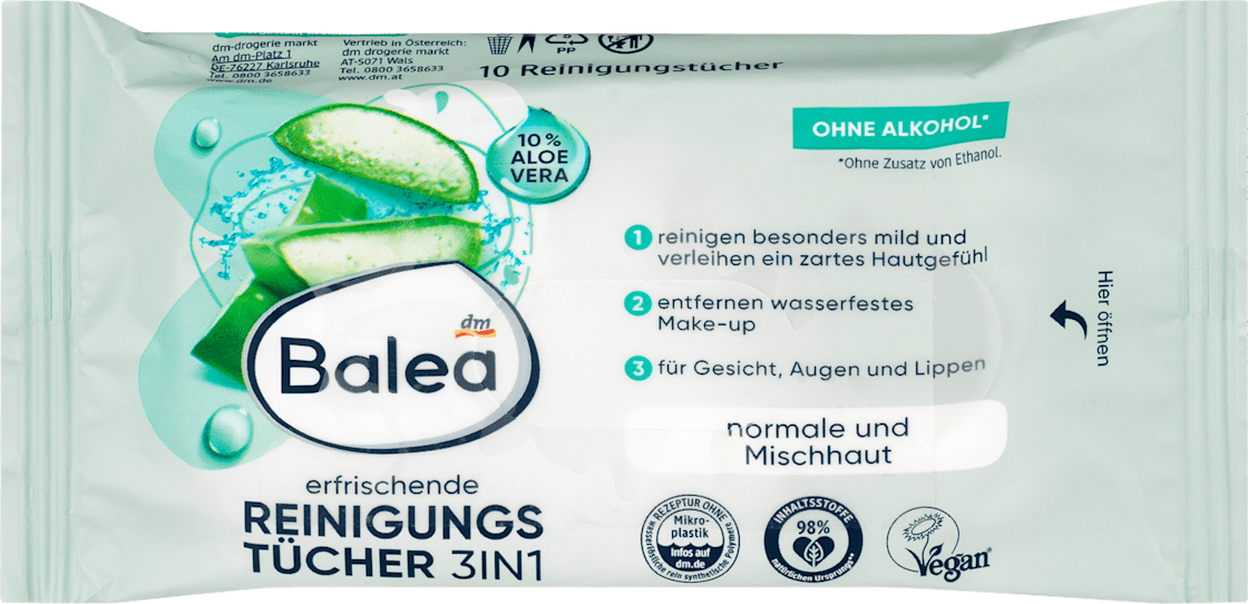 Vlažne maramice za čišćenje lica BALEA 3u1 aloe vera 10kom