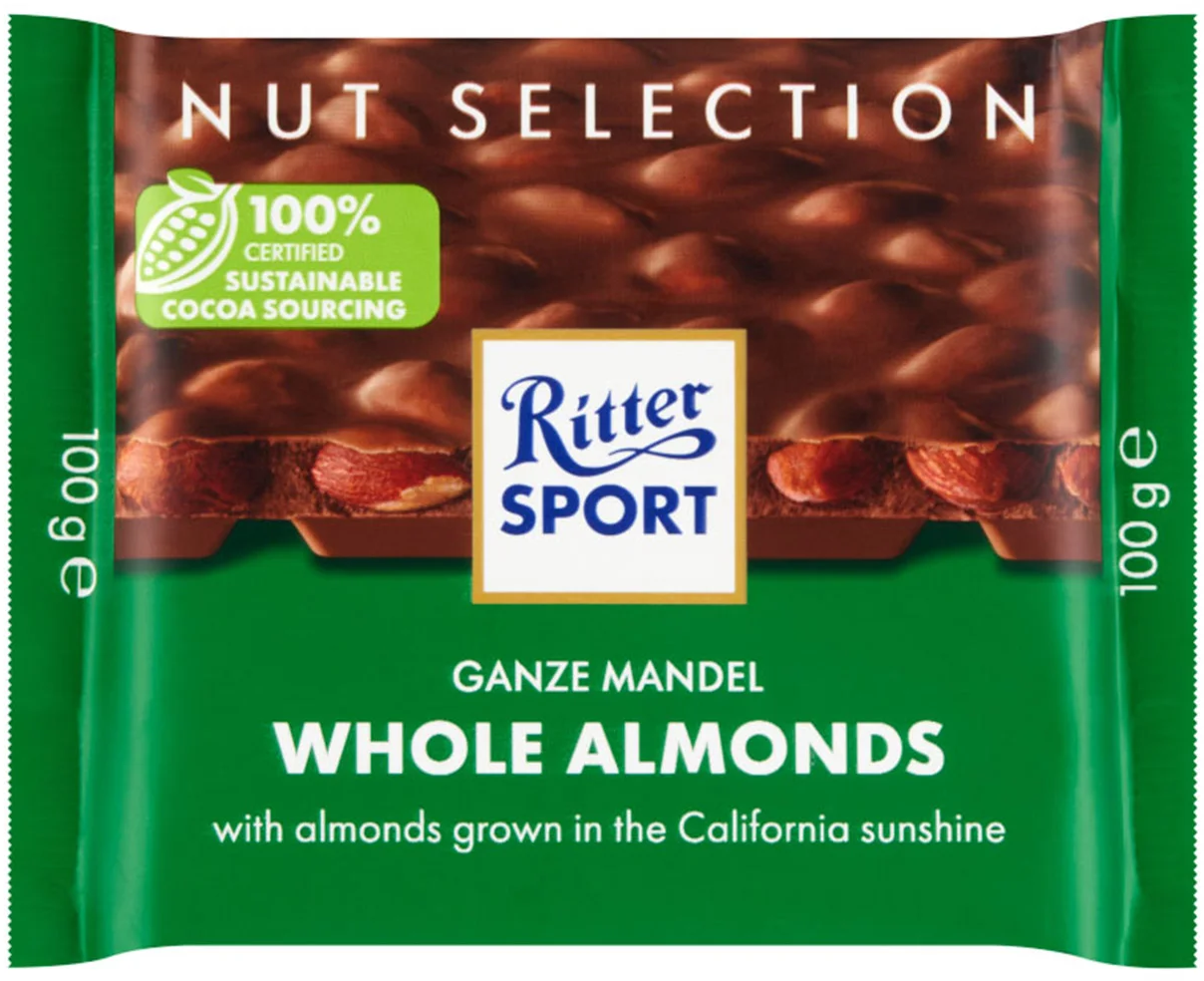 Čokolada RITTER SPORT sa celim bademima 100g