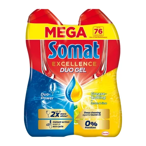 Gel za mašinsko pranje posuđa SOMAT Duo limun 2x630ml