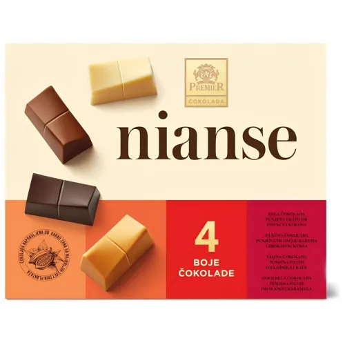 Bombonjera PREMIER Nianse 4 boje čokolade 145g
