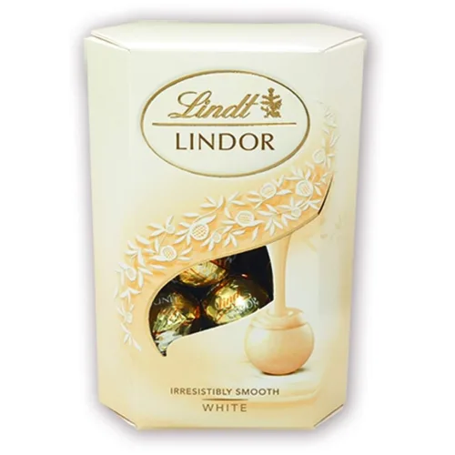 Bombonjera LINDT Lindor white cornet 200g