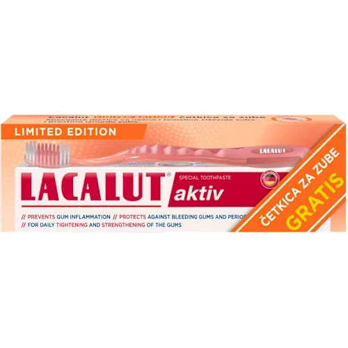 Pasta za zube LACALUT Aktiv 75ml + Gold četkica za zube gratis