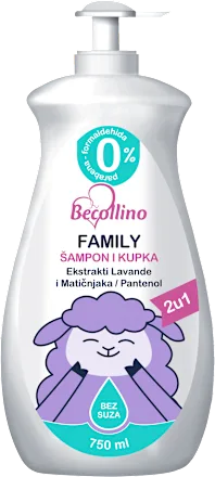 Šampon i kupka BECOLLINO family 2u1 750ml