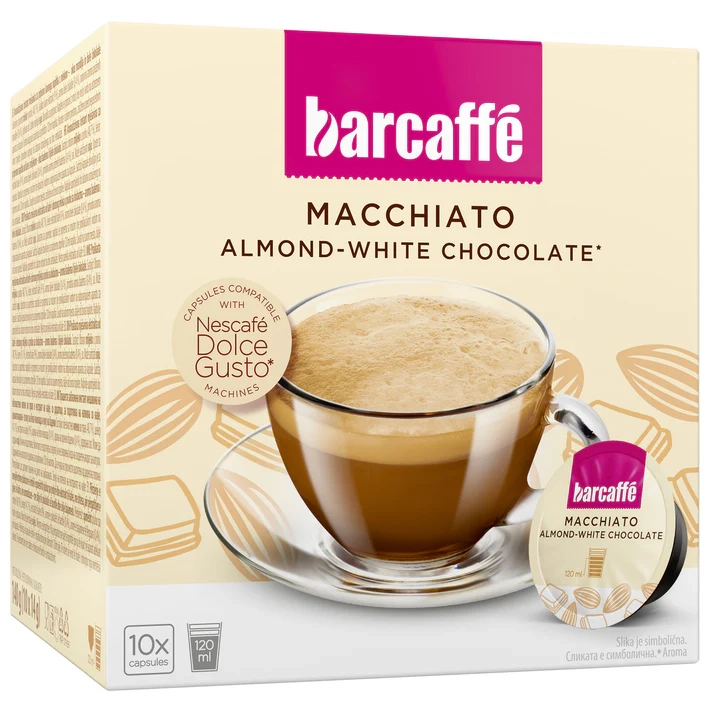 Kapsule za kafu BARCAFFE Macchiato almond white chocolate 140g