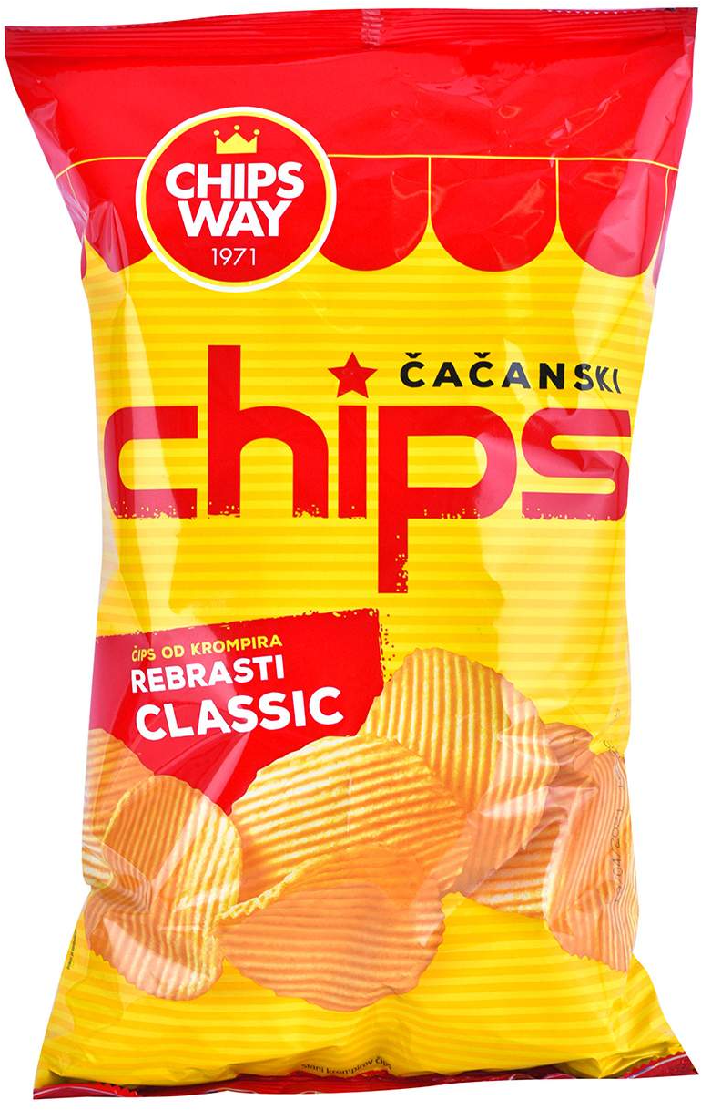 Čips CHIPS WAY rebrasti 230g