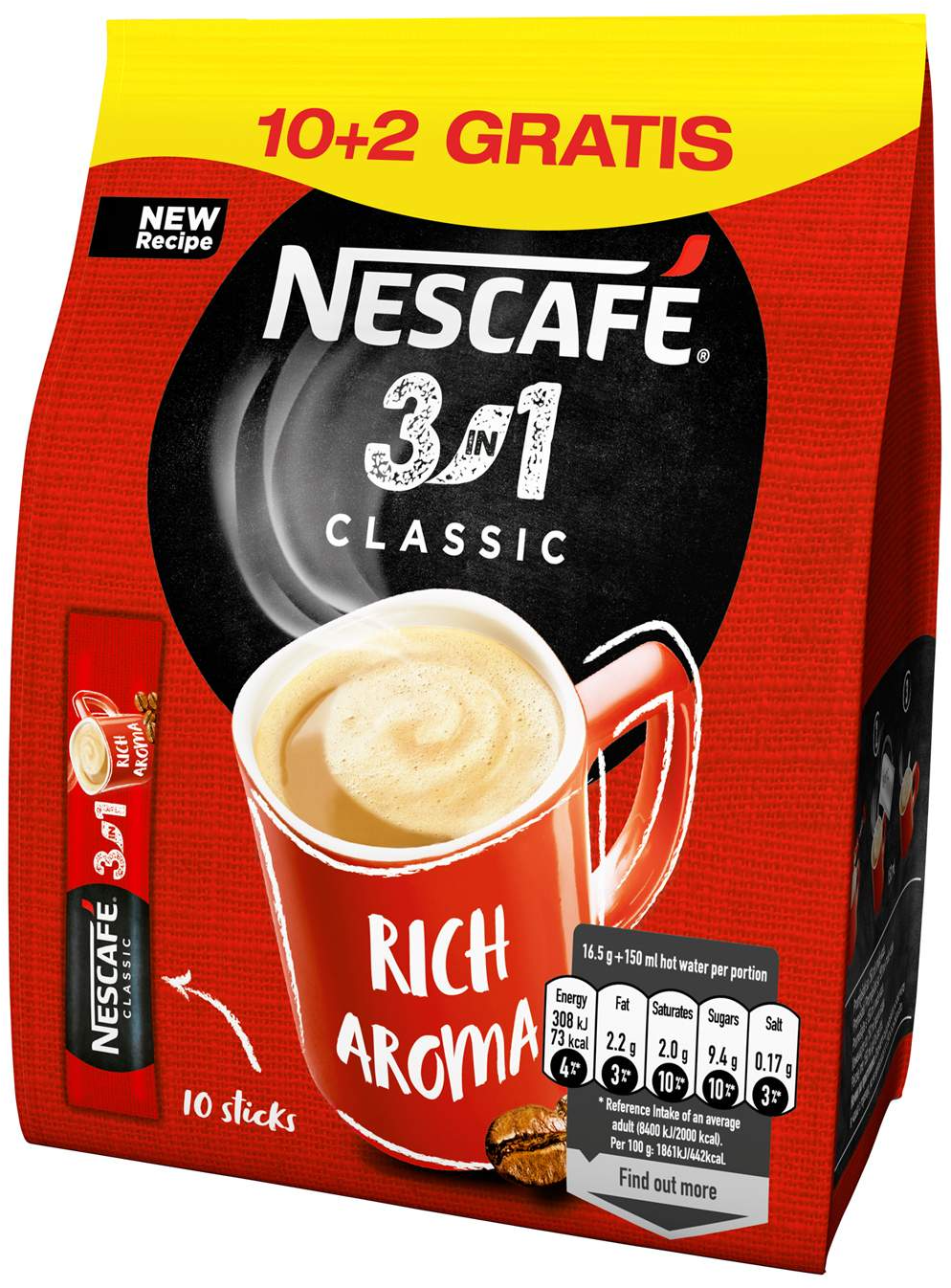 Instant kafa NESCAFE 3u1 classic 16,5g 10+2 gratis