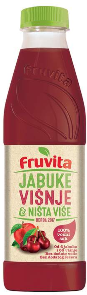 Negazirani sok FRUVITA jabuke višnje i ništa više 800ml