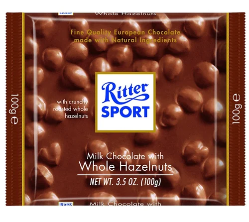 Čokolada RITTER SPORT celi lešnici 100g
