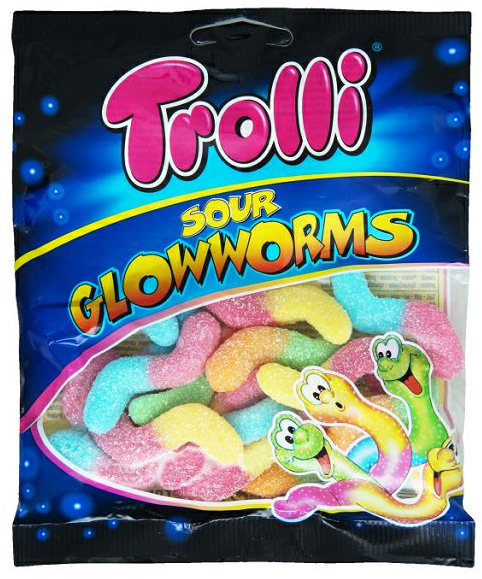 Gumene bombone TROLLI glowworms 100g