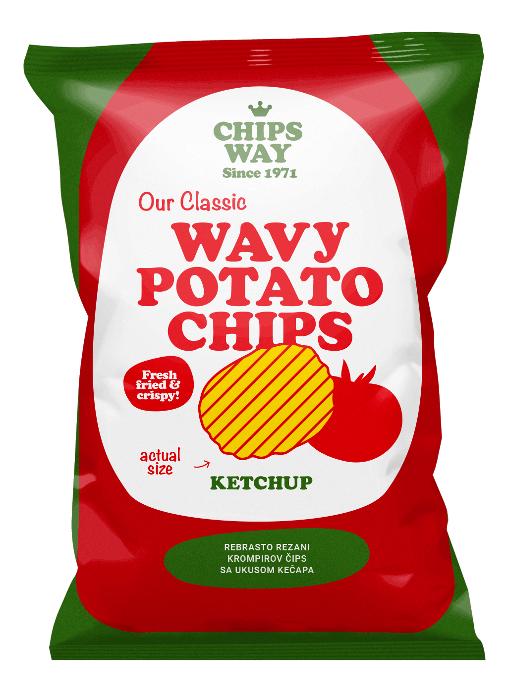 Čips CHIPS WAY Kečap rebrasti 150g