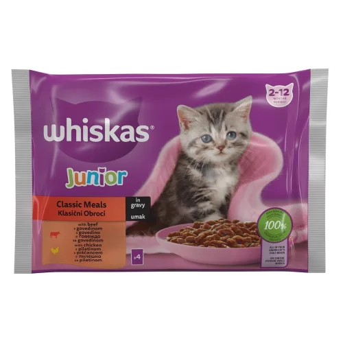 Hrana za mačke WHISKAS Junior  izbor mesa 4x85g