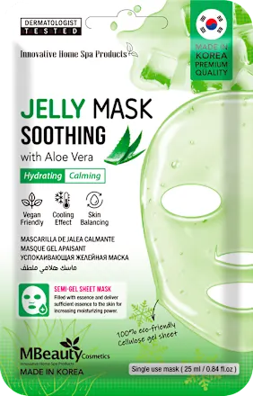 Maska za lice MBEAUTY jelly soothing gel, u maramici, 1 kom