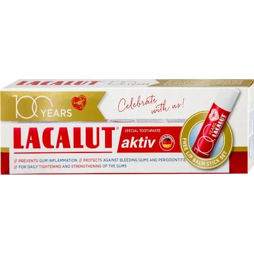 Pasta za zube LACALUT aktiv pasta za zube 75ml + balzam za usne gratis, 1 Set