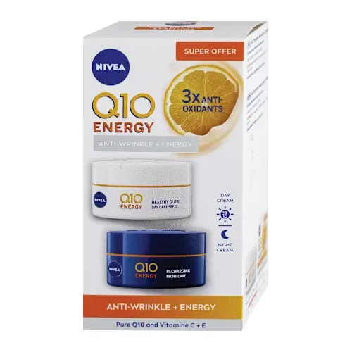 Krema za lice NIVEA Q10 energy anti-wrinkle + energy duo pack - dnevna i noćna krema za lice, SPF 15, 100 ml