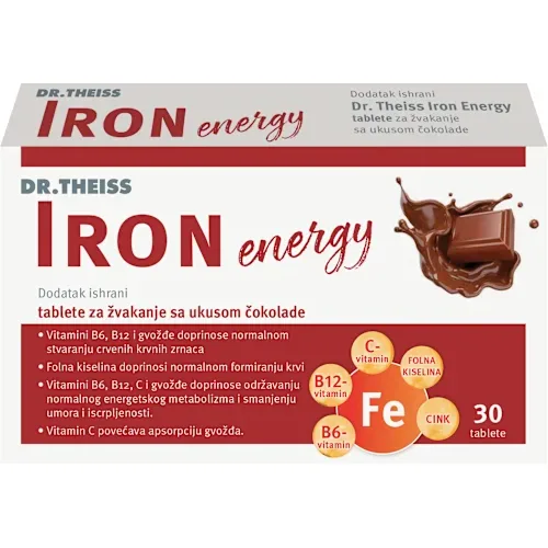 Anemija DR.THEISS Dr Theiss iron energy, 30 tableta za žvakanje