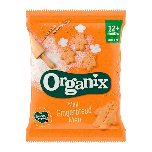 Mlečni dezerti ORGANIX organski mini biskviti - džindžermen, 12m+, 20gr