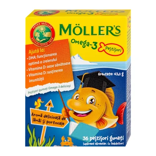 Omega preparati MOLLERS MÃ¶ller's Omega-3 Jelly Fish - gumene ribice, ukus narandže, 36 kom.