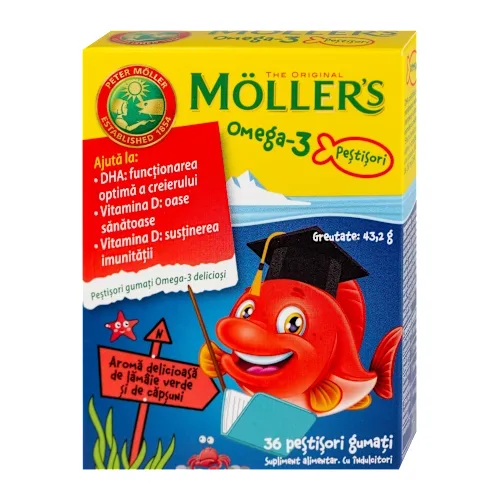 Preparati za decu MOLLERS MÃ¶ller's Omega-3 Jelly Fish - gumene ribice, ukus jagode, 36 kom.