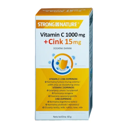 Imunitet STRONG NATURE Vitamin C 1000 mg+Cink 15 mg, 60 g