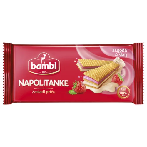 Napolitanka BAMBI jagoda i šlag 185g
