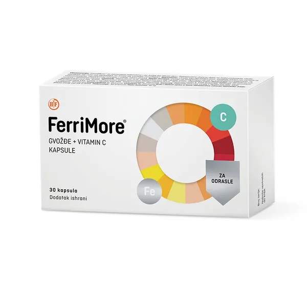 Anemija HEMOFARM FerriMore gvožđe i vitamin C (15/60mg) 30 kapsula