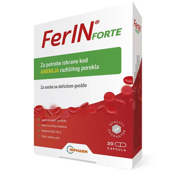 Anemija INPHARM DIET FerIN forte, za anemiju, 30 kapsula