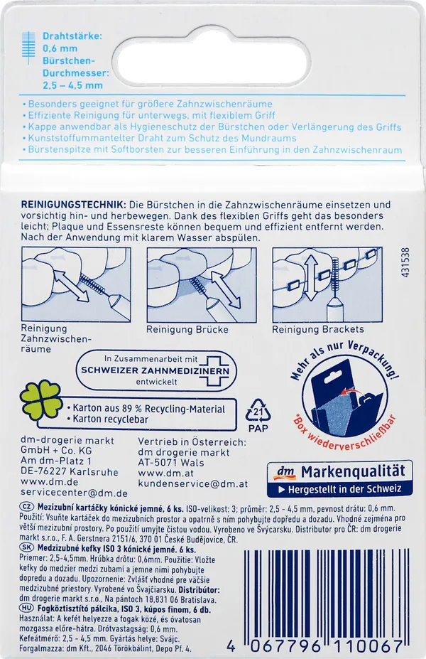 Četkica za zube DONTODENT ISO 3 tanke interdentalne četkice 6kom