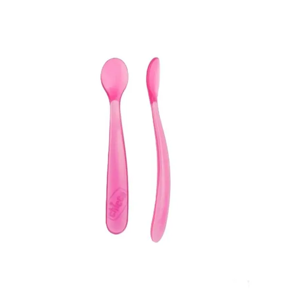 CHICCO silikonska kašika (6m+) roze 2kom