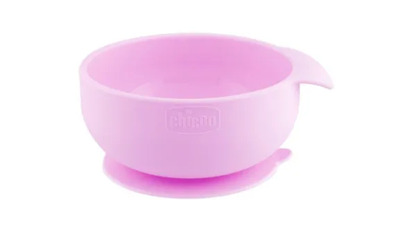 CHICCO Vakumski silikonski tanjir (6m+) roze