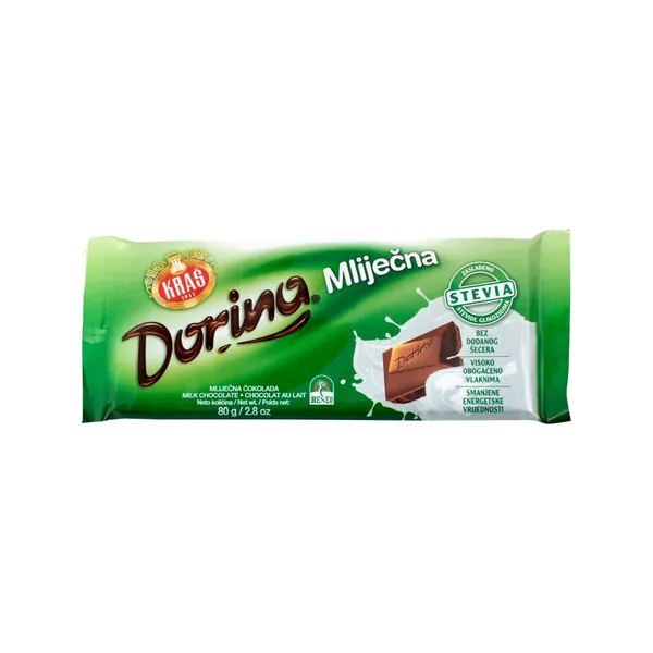 Čokolada DORINA mlečna bez šećera(Stevia) 80g