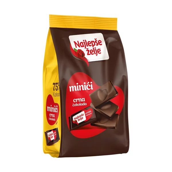 Čokolada NAJLEPŠE ŽELJE crna mini (75%kakao)5g/150g
