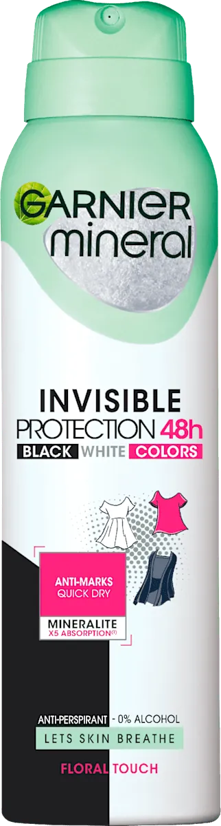 Dezodorans GARNIER MINERAL Invisible Black, White & Colors 150 ml