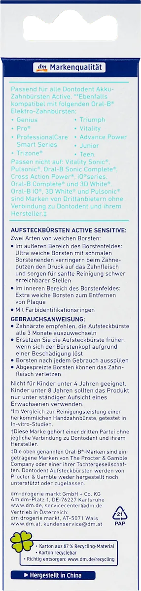 Elektrićna četkica za zube DONTODENT Active sensitive nastavci 8kom